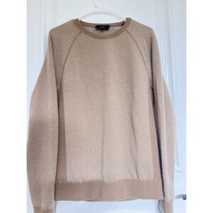 Vince Men's Textured Knit Crewneck Sweater Camel Size S Wool Cashmere Blend